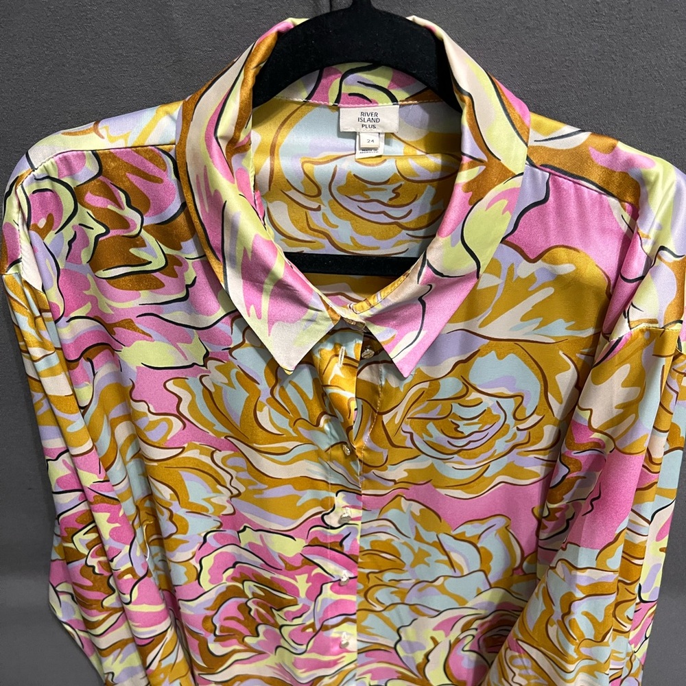 River Island Pink and Yellow Floral Blouse